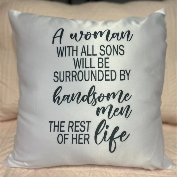 A Woman with all Sons Throw Pillow Case - Picture 1 of 1